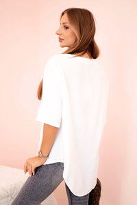 Women's muslin shirt with a button ART9225 / – White цвет / color | Lexline Fashion
