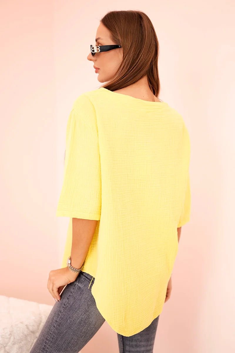 Women's muslin shirt with a button ART9225 / – Yellow цвет / color | Lexline Fashion