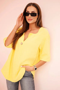 Women's muslin shirt with a button ART9225 / – Yellow цвет / color | Lexline Fashion