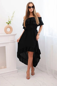 Women's off - the - shoulder dress with a longer back IT - 77 / – Black цвет / color | Lexline Fashion