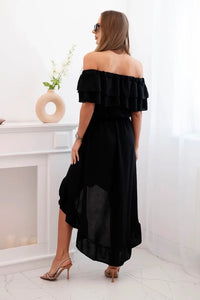 Women's off - the - shoulder dress with a longer back IT - 77 / – Black цвет / color | Lexline Fashion