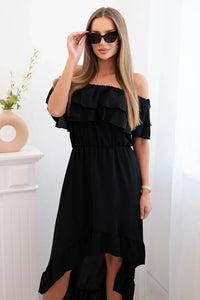 Women's off - the - shoulder dress with a longer back IT - 77 / – Black цвет / color | Lexline Fashion