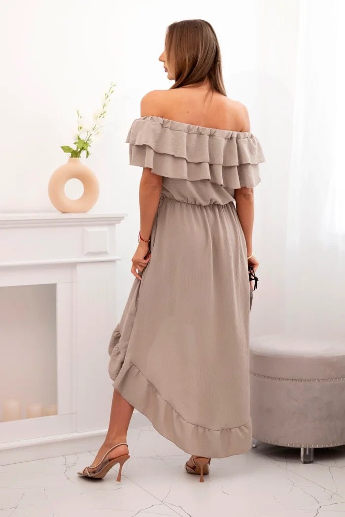 Women's off - the - shoulder dress with a longer back IT - 77 / – Fango цвет / color | Lexline Fashion