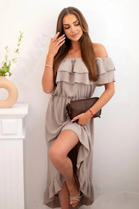 Women's off - the - shoulder dress with a longer back IT - 77 / – Fango цвет / color | Lexline Fashion