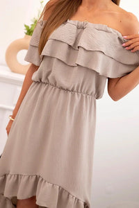 Women's off - the - shoulder dress with a longer back IT - 77 / – Fango цвет / color | Lexline Fashion