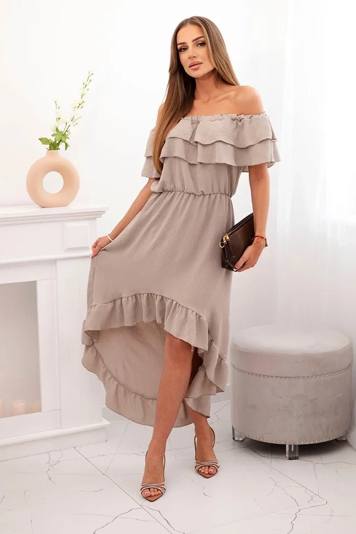 Women's off - the - shoulder dress with a longer back IT - 77 / – Fango цвет / color | Lexline Fashion