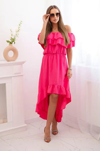 Women's off - the - shoulder dress with a longer back IT - 77 / – Pink цвет / color | Lexline Fashion