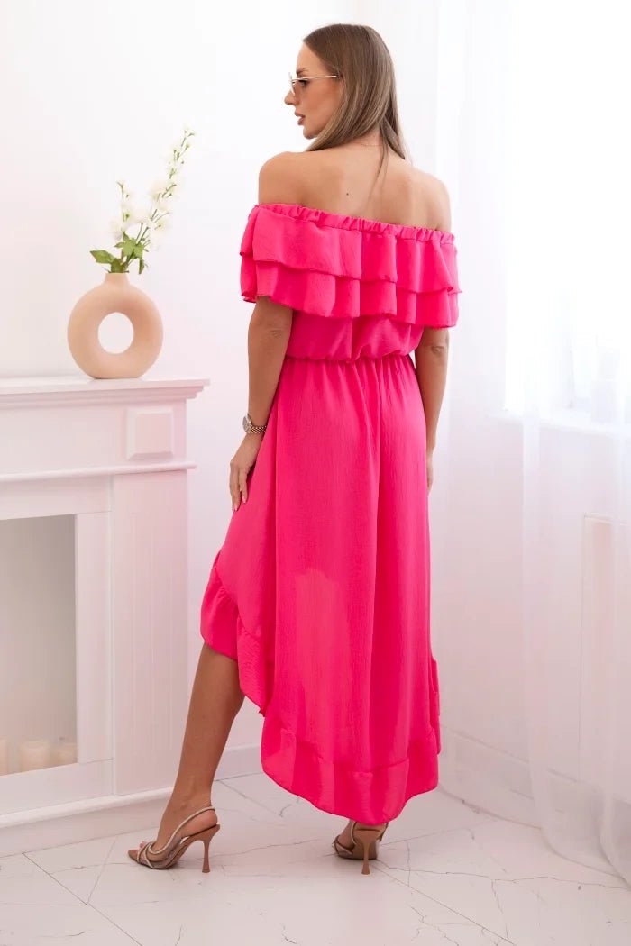 Women's off - the - shoulder dress with a longer back IT - 77 / – Pink цвет / color | Lexline Fashion