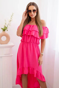 Women's off - the - shoulder dress with a longer back IT - 77 / – Pink цвет / color | Lexline Fashion