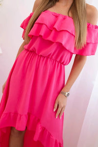 Women's off - the - shoulder dress with a longer back IT - 77 / – Pink цвет / color | Lexline Fashion