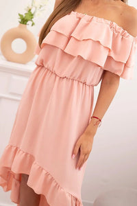 Women's off - the - shoulder dress with a longer back IT - 77 / – Powder цвет / color | Lexline Fashion