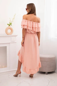 Women's off - the - shoulder dress with a longer back IT - 77 / – Powder цвет / color | Lexline Fashion