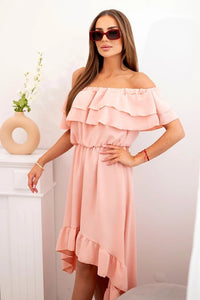 Women's off - the - shoulder dress with a longer back IT - 77 / – Powder цвет / color | Lexline Fashion