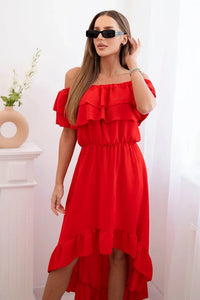 Women's off - the - shoulder dress with a longer back IT - 77 / – Red цвет / color | Lexline Fashion