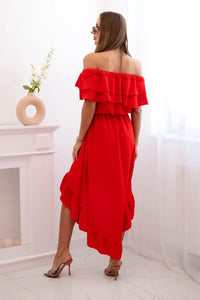 Women's off - the - shoulder dress with a longer back IT - 77 / – Red цвет / color | Lexline Fashion