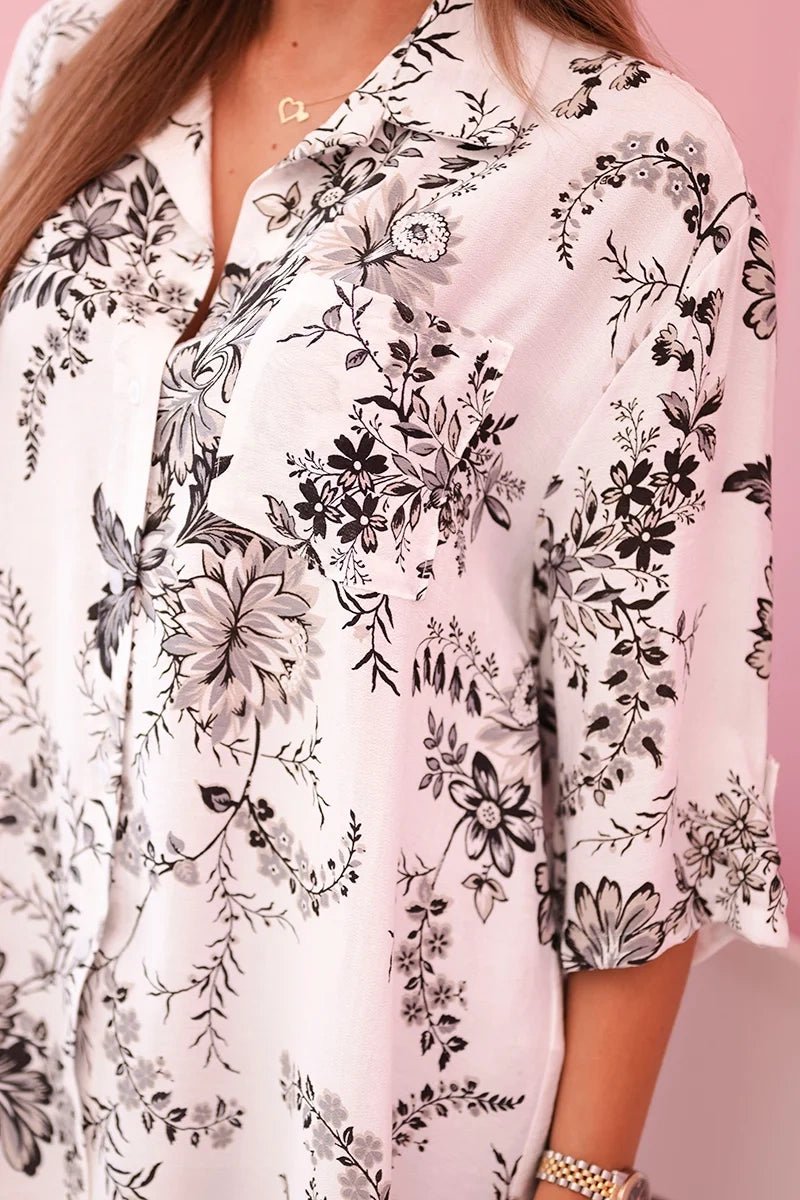 Women's patterned shirt with pocket ART208 - 1 / – Black цвет / color | Lexline Fashion