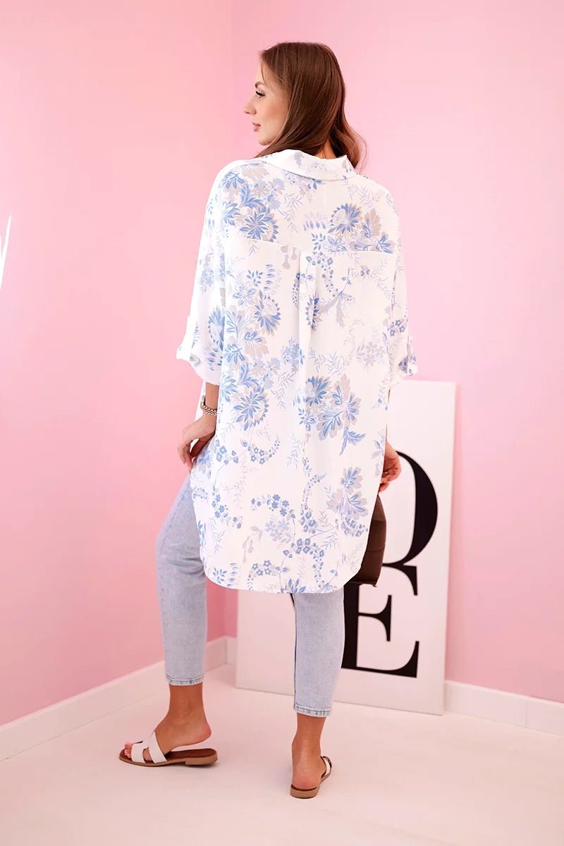 Women's patterned shirt with pocket ART208 - 1 / – Blue цвет / color | Lexline Fashion