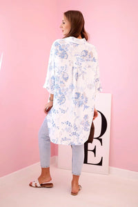 Women's patterned shirt with pocket ART208 - 1 / – Blue цвет / color | Lexline Fashion