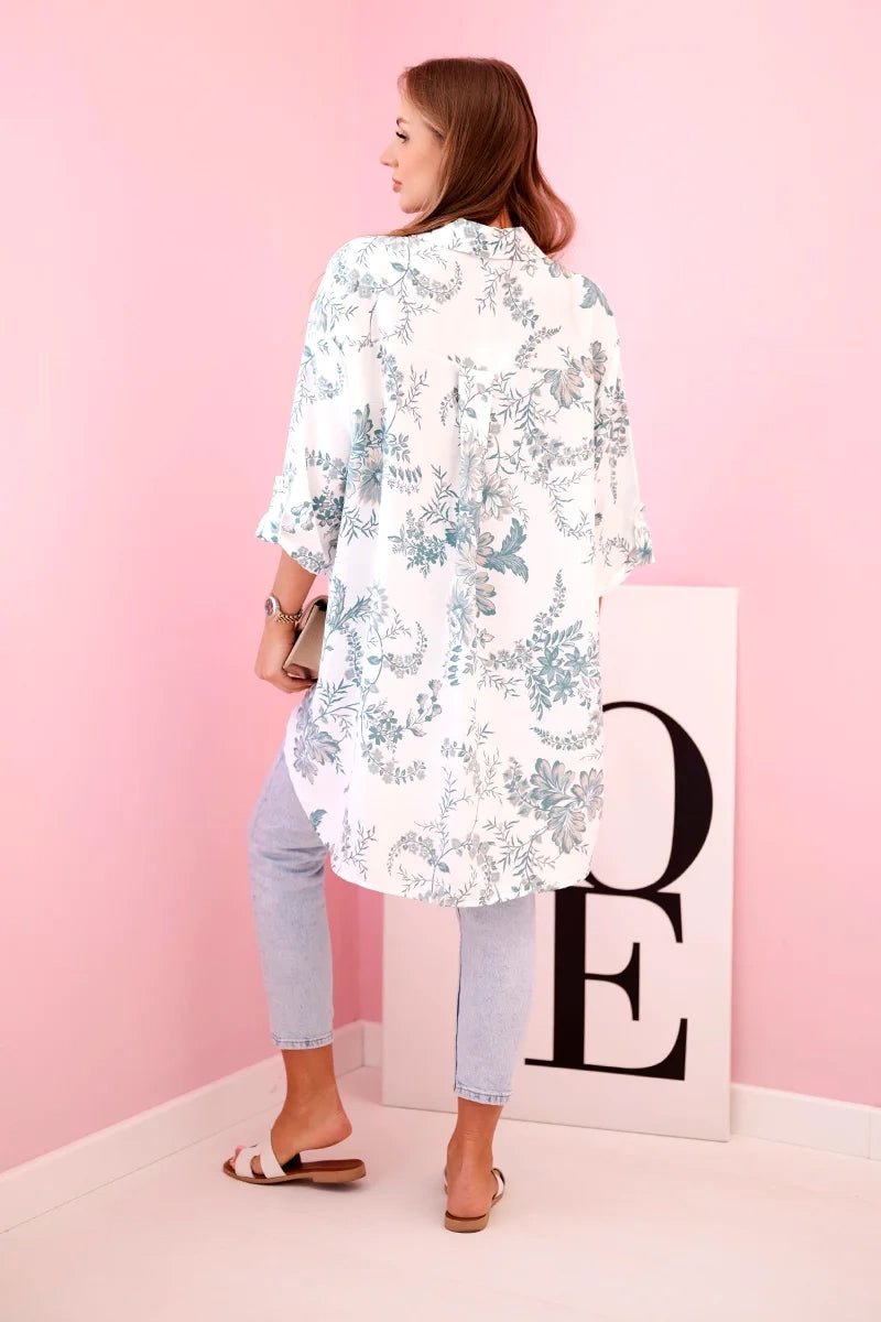Women's patterned shirt with pocket ART208 - 1 / – Dark || Mint цвет / color | Lexline Fashion