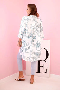 Women's patterned shirt with pocket ART208 - 1 / – Dark || Mint цвет / color | Lexline Fashion