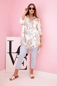 Women's patterned shirt with pocket ART208 - 1 / – Fango цвет / color | Lexline Fashion