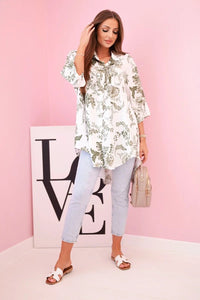 Women's patterned shirt with pocket ART208 - 1 / – Khaki цвет / color | Lexline Fashion
