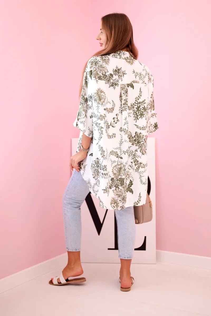 Women's patterned shirt with pocket ART208 - 1 / – Khaki цвет / color | Lexline Fashion