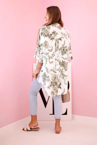 Women's patterned shirt with pocket ART208 - 1 / – Khaki цвет / color | Lexline Fashion