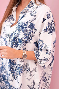 Women's patterned shirt with pocket ART208 - 1 / – Navy blue цвет / color | Lexline Fashion