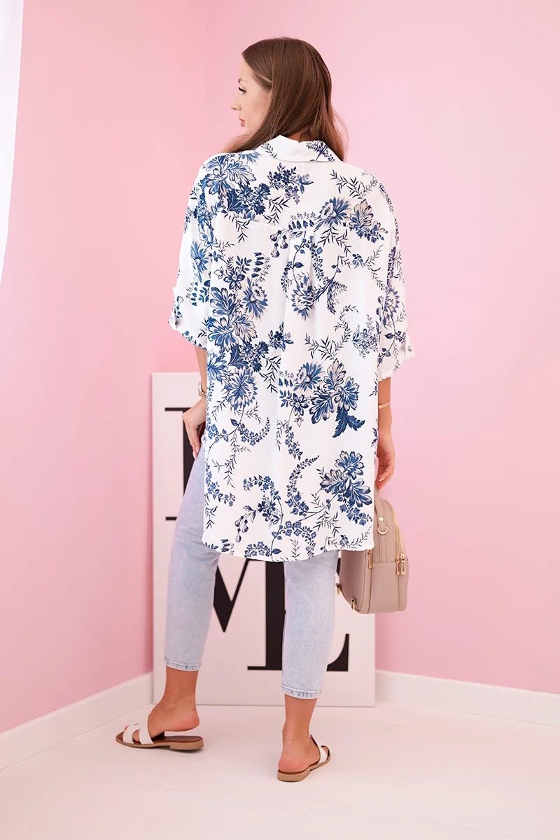 Women's patterned shirt with pocket ART208 - 1 / – Navy blue цвет / color | Lexline Fashion