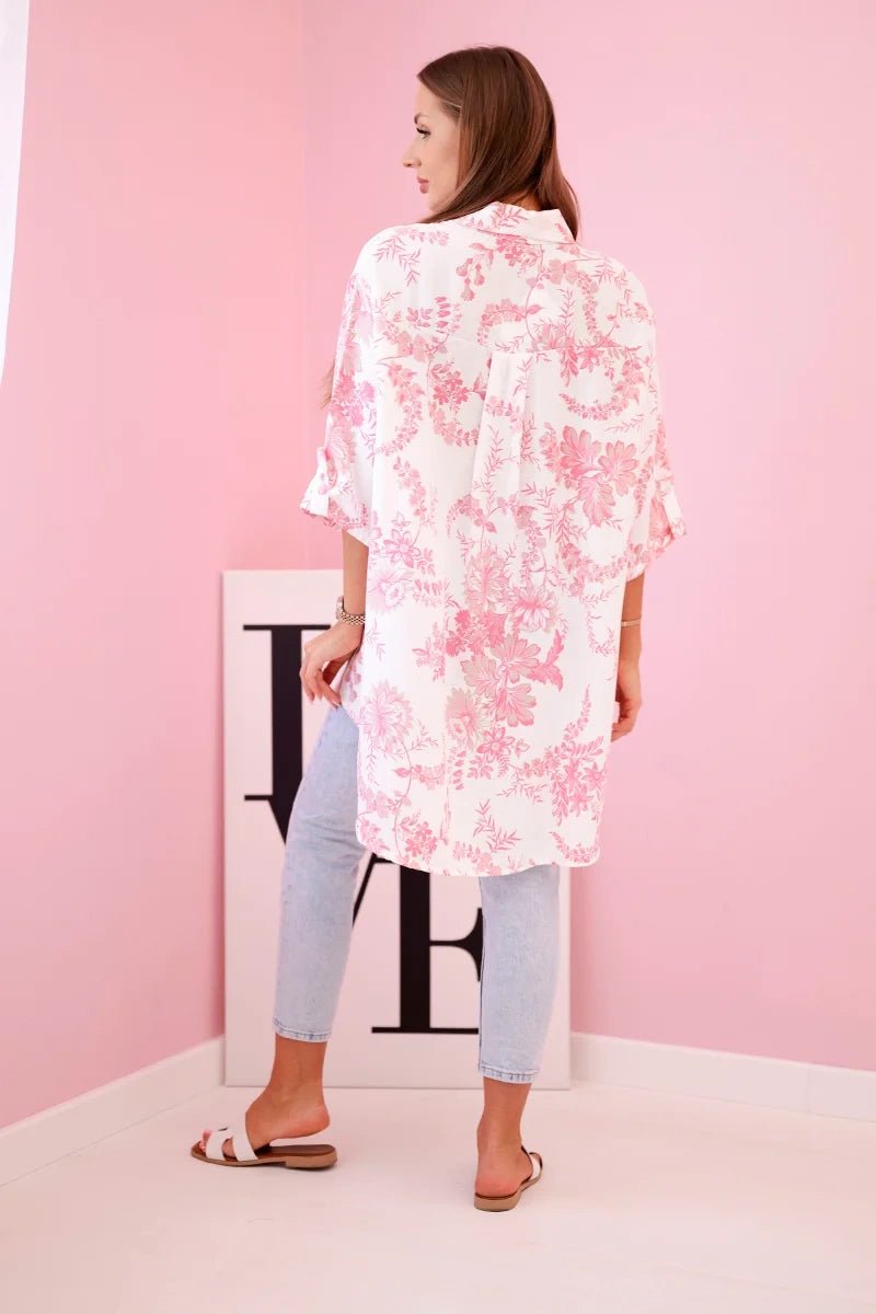 Women's patterned shirt with pocket ART208 - 1 / – Pink цвет / color | Lexline Fashion