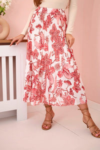 Women's pleated skirt with flowers ART9791 / – Pink цвет / color | Lexline Fashion