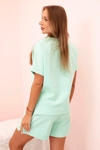 Women's punto set with blouse and shorts 7507 / – Mint цвет / color | Lexline Fashion