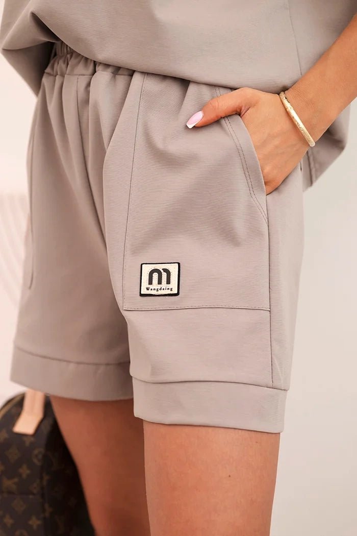 Women's punto set with short sleeves and loose shorts 7540 / – Brown цвет / color | Lexline Fashion