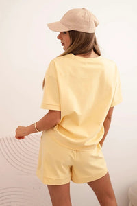 Women's punto set with short sleeves and loose shorts 7540 / – Brown цвет / color | Lexline Fashion
