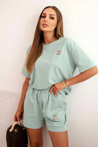 Women's punto set with short sleeves and loose shorts 7540 / – Mint цвет / color | Lexline Fashion