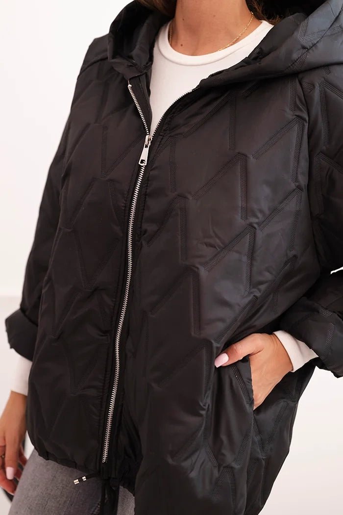 Women's quilted jacket with a hood 5680 / – Black цвет / color | Lexline Fashion
