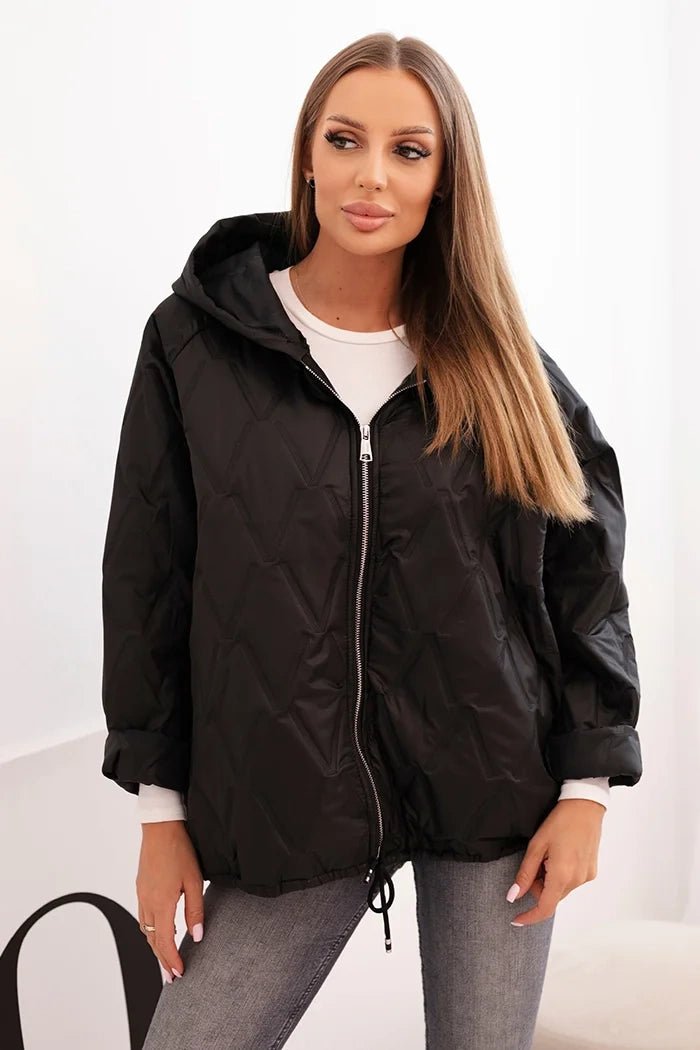 Women's quilted jacket with a hood 5680 / – Black цвет / color | Lexline Fashion
