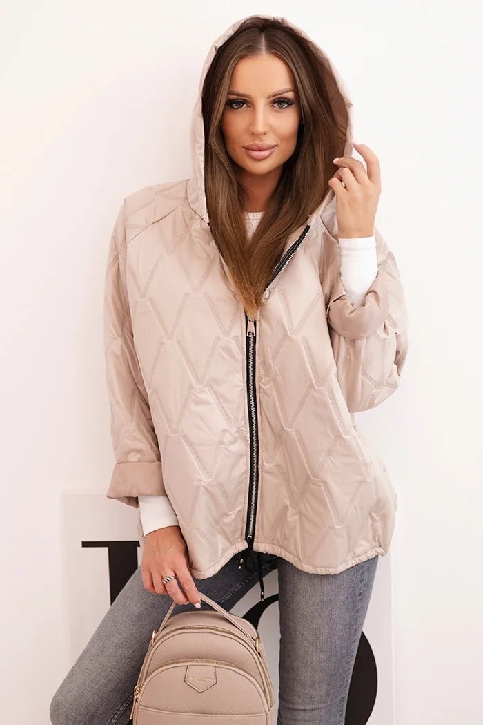 Women's quilted jacket with a hood 5680 / – Dark Beige цвет / color | Lexline Fashion