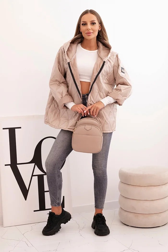 Women's quilted jacket with a hood 5680 / – Dark Beige цвет / color | Lexline Fashion