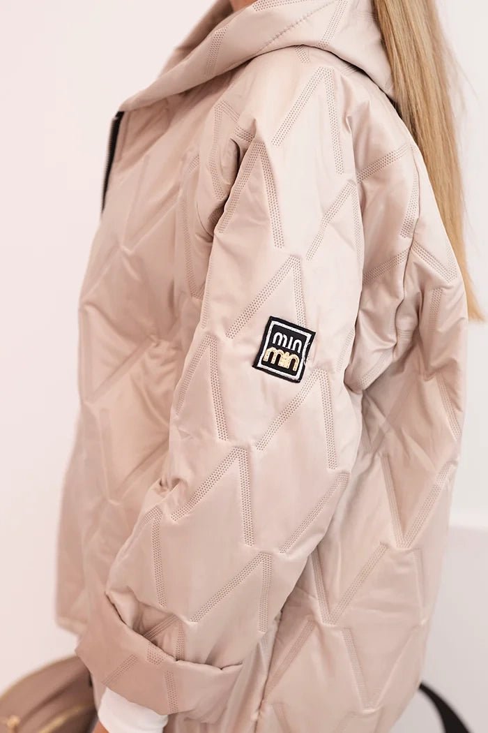 Women's quilted jacket with a hood 5680 / – Dark Beige цвет / color | Lexline Fashion