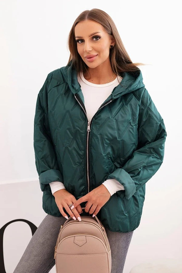 Women's quilted jacket with a hood 5680 / – Dark Green цвет / color | Lexline Fashion