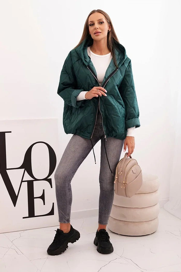 Women's quilted jacket with a hood 5680 / – Dark Green цвет / color | Lexline Fashion