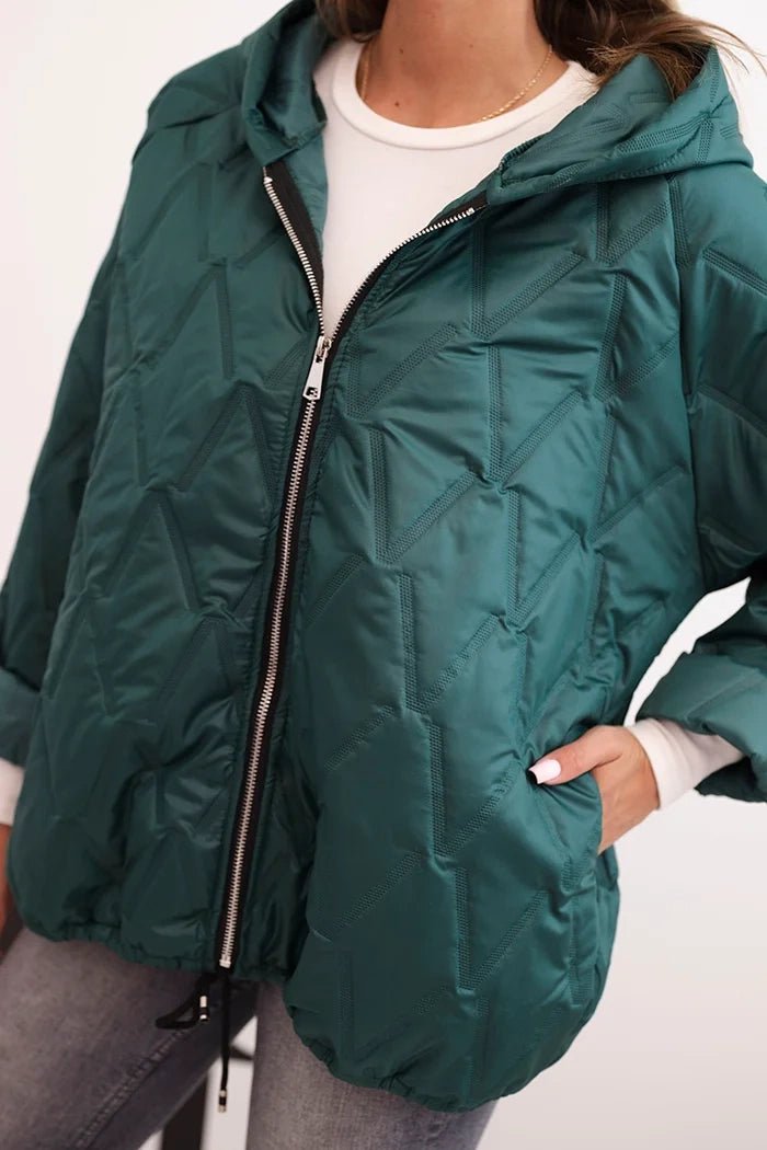 Women's quilted jacket with a hood 5680 / – Dark Green цвет / color | Lexline Fashion