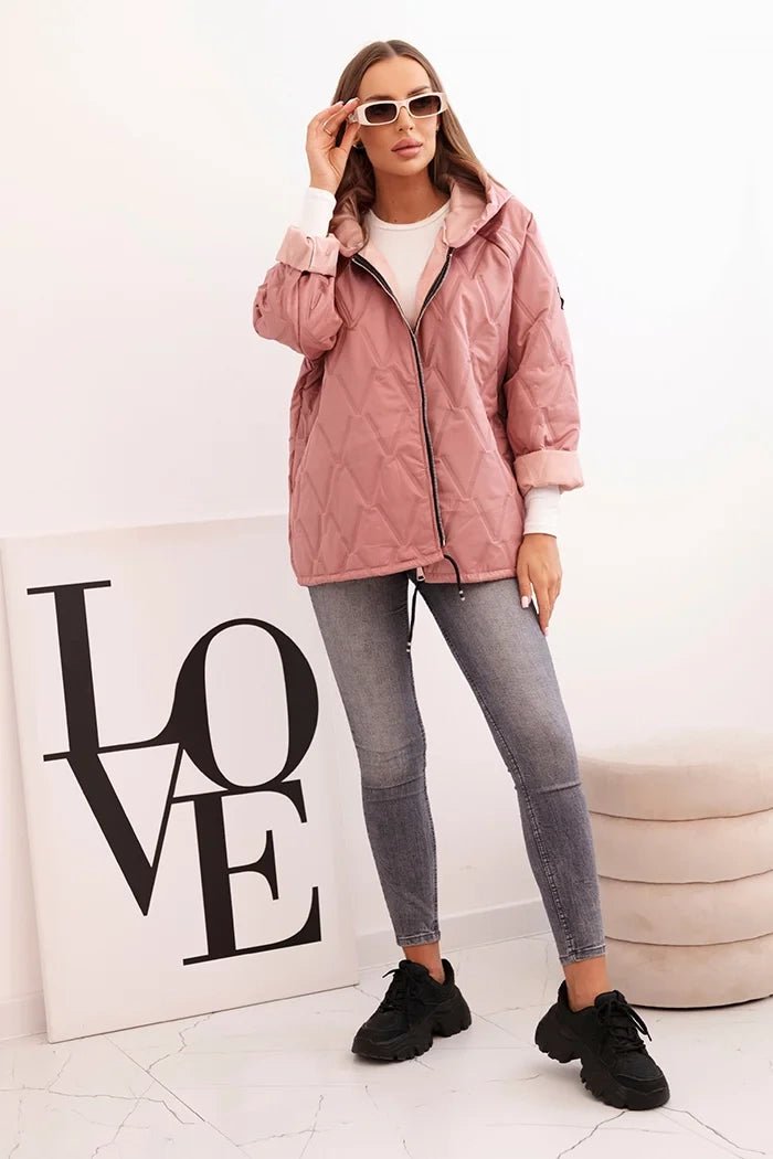 Women's quilted jacket with a hood 5680 / – Dark Pink цвет / color | Lexline Fashion