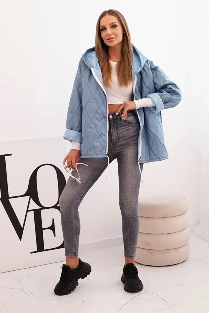 Women's quilted jacket with a hood 5680 / – Jeans цвет / color | Lexline Fashion