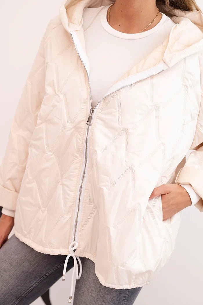 Women's quilted jacket with a hood 5680 / – Light Beige цвет / color | Lexline Fashion
