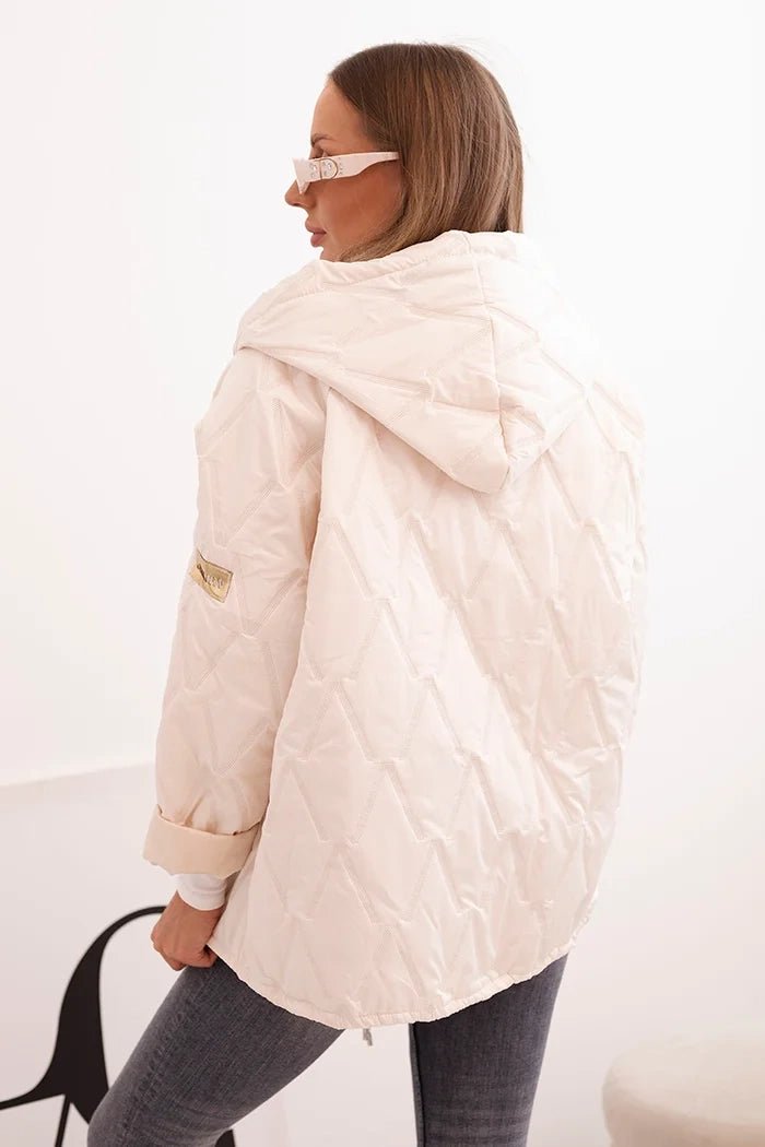 Women's quilted jacket with a hood 5680 / – Light Beige цвет / color | Lexline Fashion
