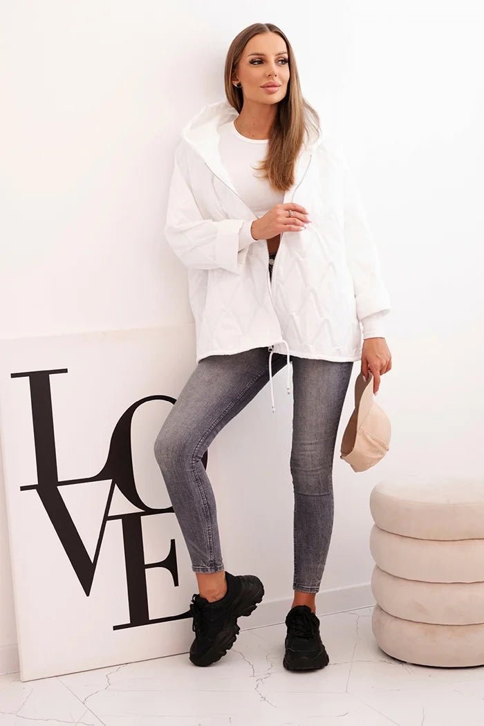 Women's quilted jacket with a hood 5680 / – White цвет / color | Lexline Fashion