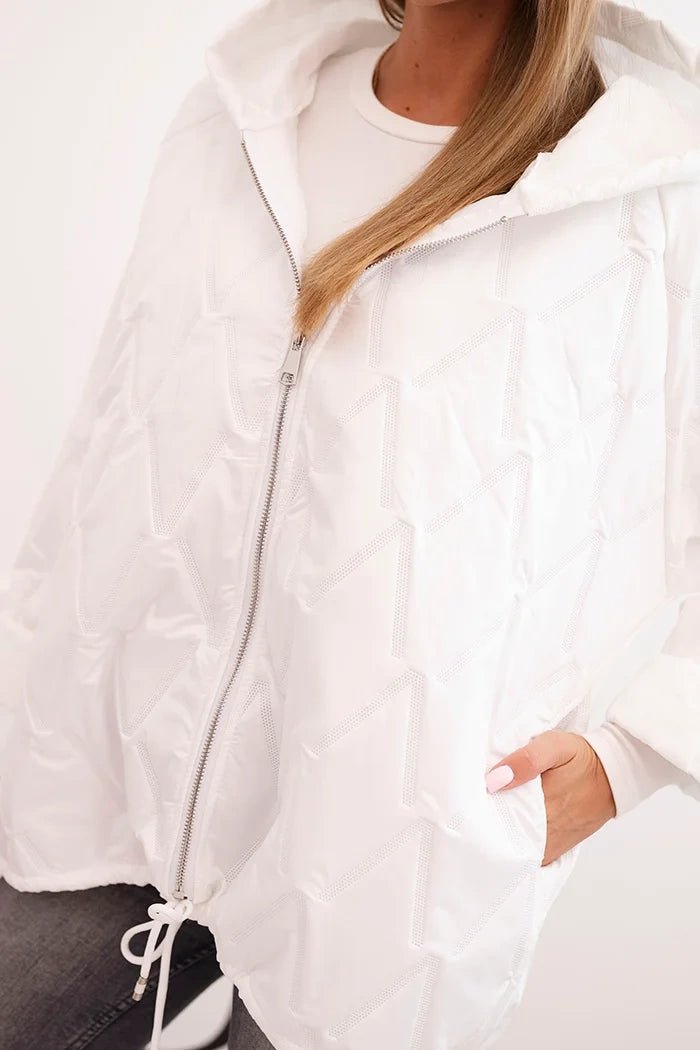 Women's quilted jacket with a hood 5680 / – White цвет / color | Lexline Fashion